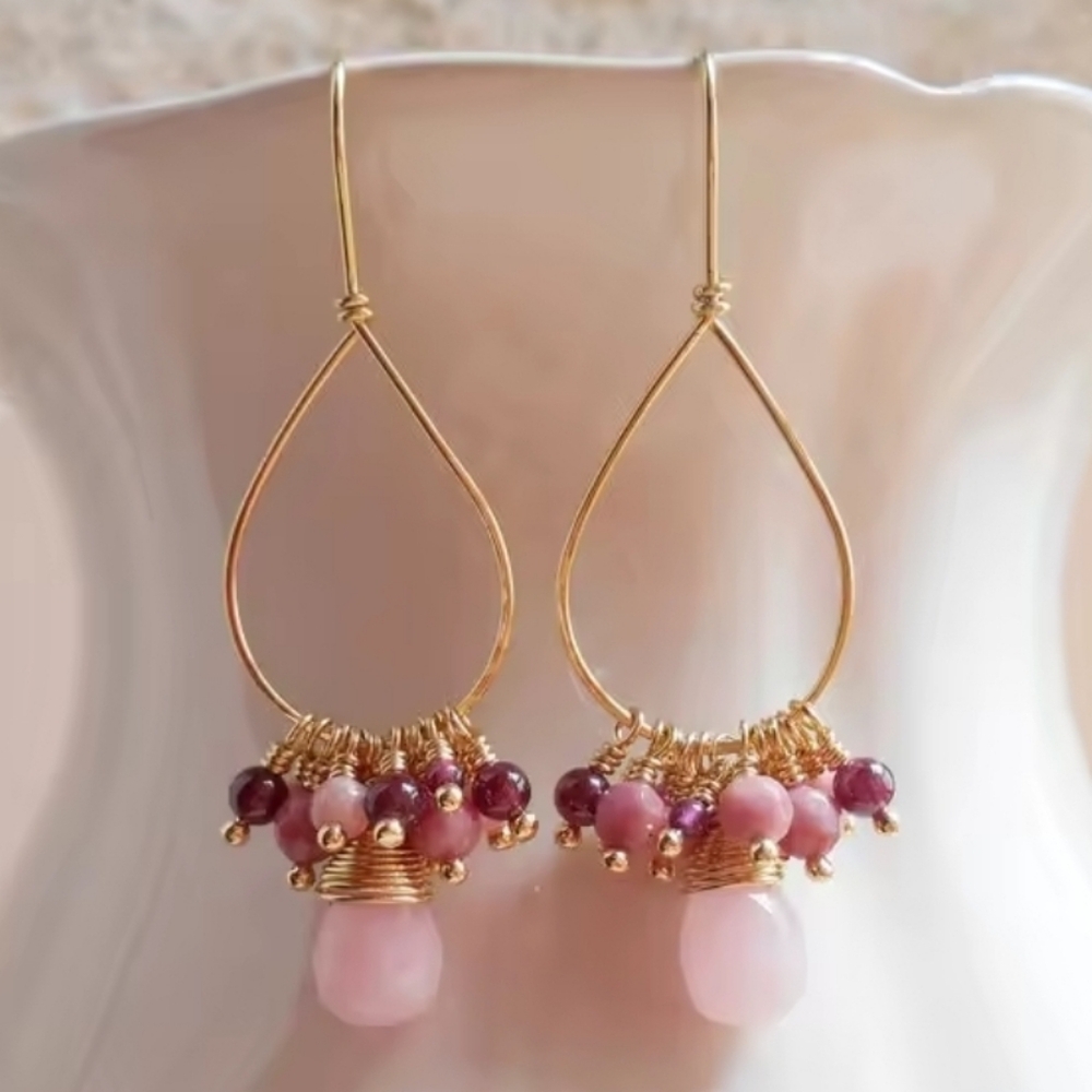 Pink & Purple Beaded DANGLE DROP FASHION EARRINGS. Cha Cha Style - Picture 1 of 3